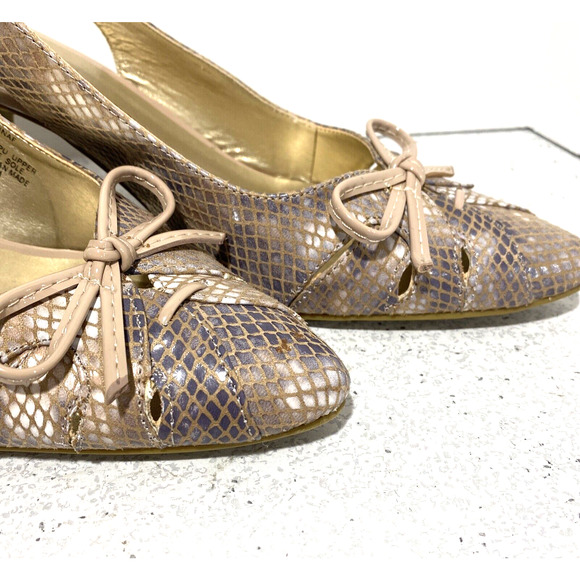Karen Scott Glennaf slingback pumps US 8M faux snakeskin tan uppers dressy shoe - Picture 11 of 11